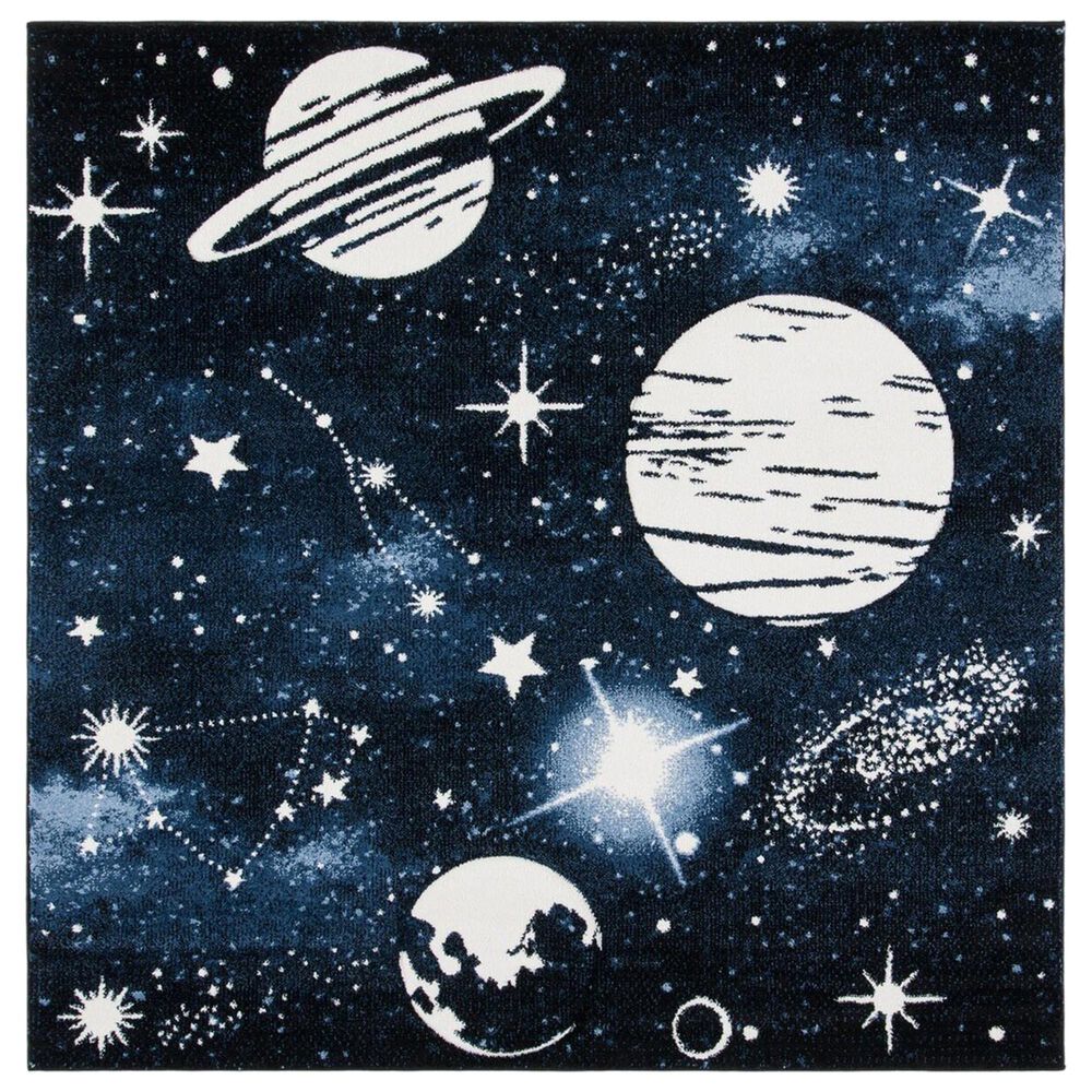 Safavieh Carousel 4" Square Dark Blue and Light Blue Kids Rug, , large