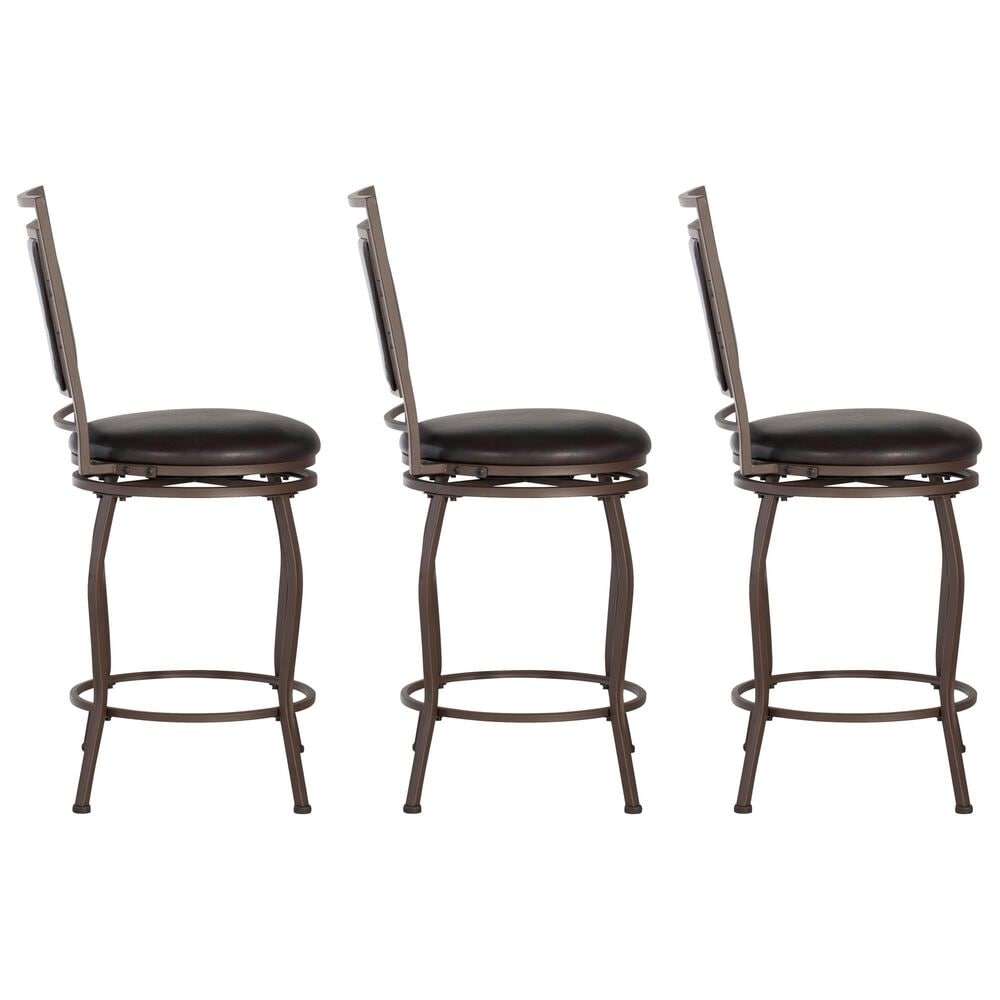 Linon Home Decor Townsend Adjustable Swivel Bar Stool with Dark Chocolate Cushion in Dark Brown (Set of 3), , large