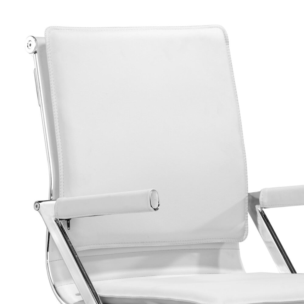 Zuo Modern Lider Plus Conference Chair in White and Silver &#40;Set of 2&#41;, , large