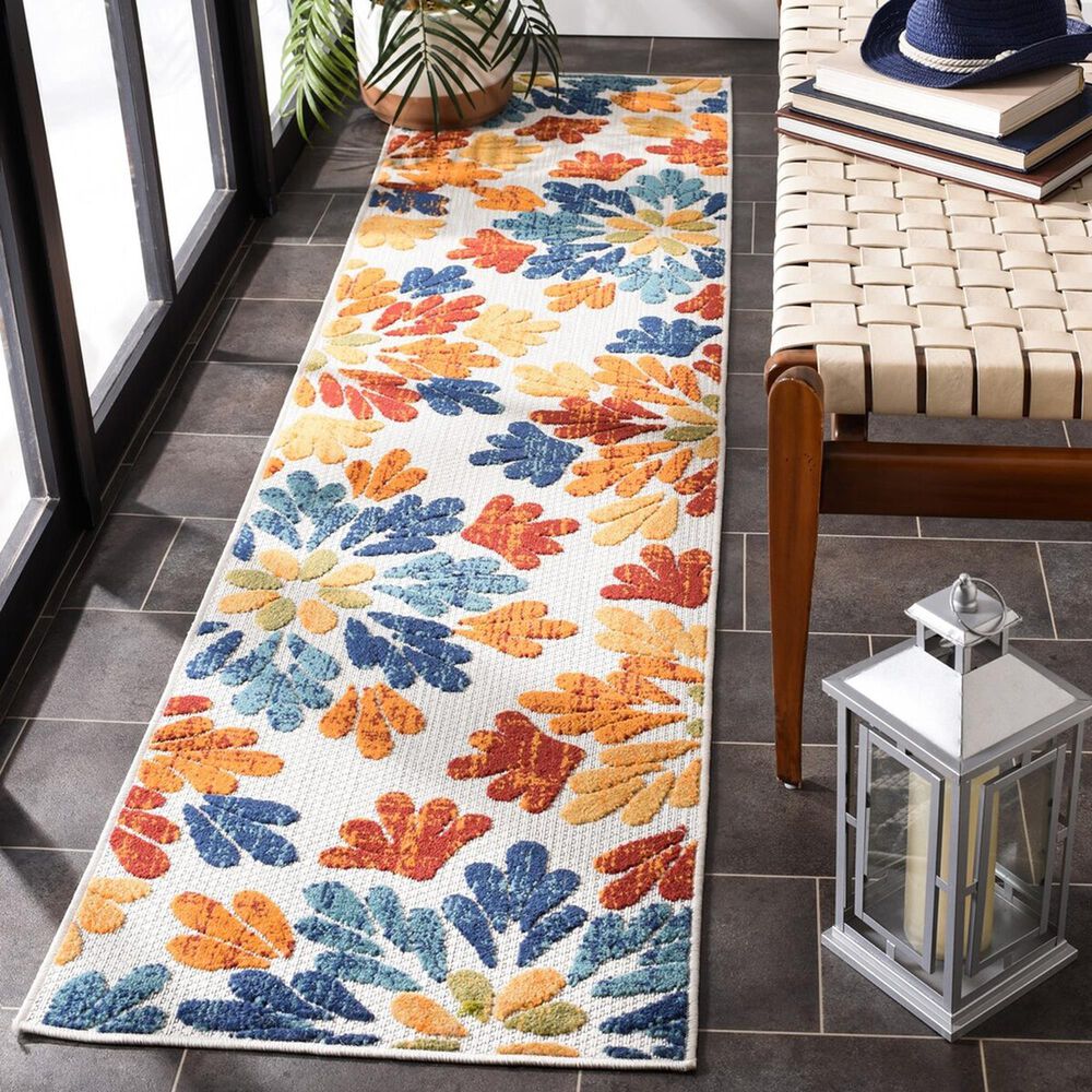 Safavieh Cabana CBN800A 2&#39; x 10&#39; Creme and Red Indoor/Outdoor Performance Runner, , large