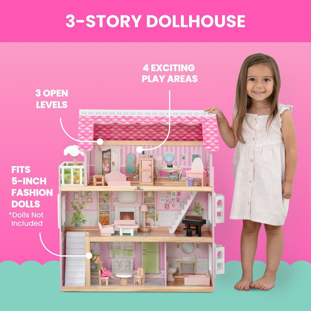Delta Children Little Gem Dollhouse with 3-Story and 4 Rooms in Multicolor, , large