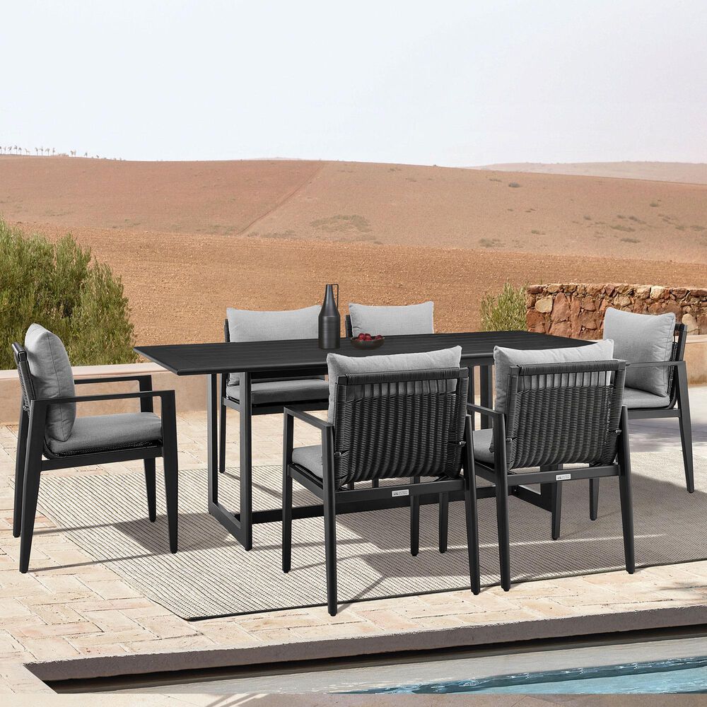 Blue River Grand 7-Piece Patio Dining Table Set in Black, , large