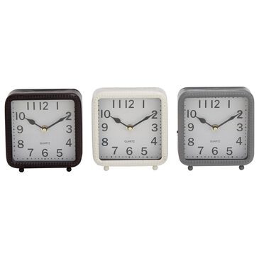 Maple and Jade Square Table Clock in White, Black and Grey (Set of 3), , large