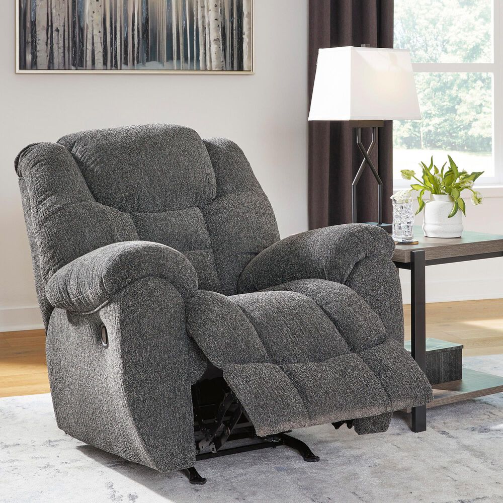 Ashley Foreside Manual Rocker Recliner in Charcoal, , large