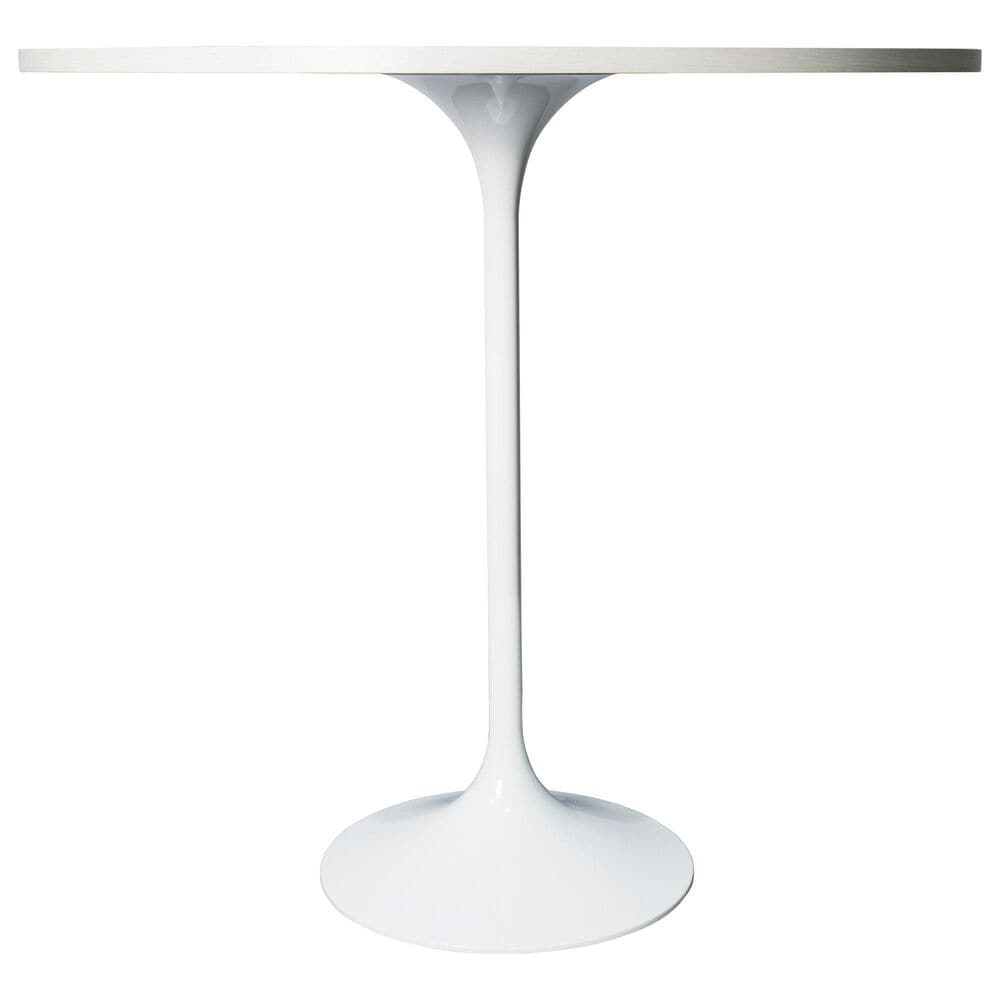 Leisuremod LeisureMod Verve Collection Modern Bar Height Table White Base with 48 Round Light Natural Wood MDF Top, , large