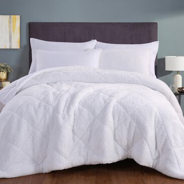Jiangsu Royal Home Cozy Sherpa King Comforter Set in White, , large