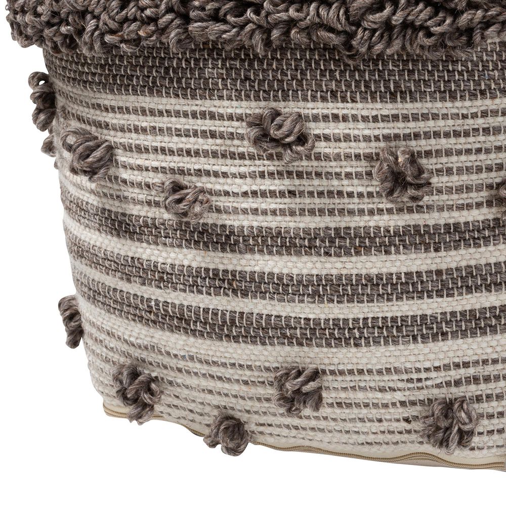 Baxton Studio Eligah Pouf in Ivory and Brown, , large
