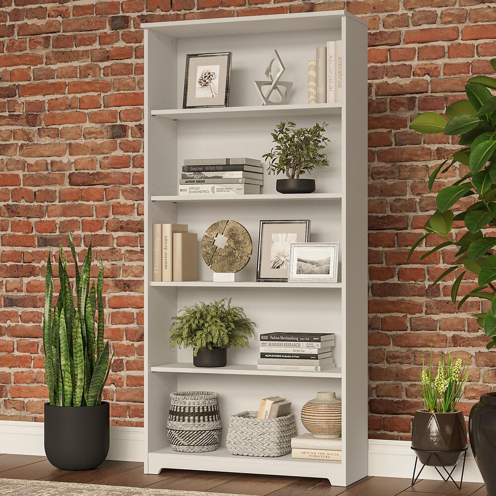 Bush Cabot 5Shelf Bookcase in White Nebraska Furniture Mart