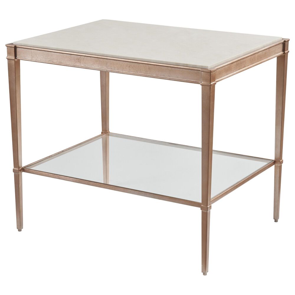Lexington Home Brands Bulgari Rectangle End Table in Beige and Rose Gold, , large