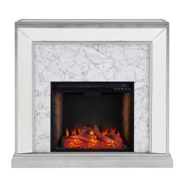 Southern Enterprises Ardan Smart Fireplace in Ant Silver/White/Mirror, , large