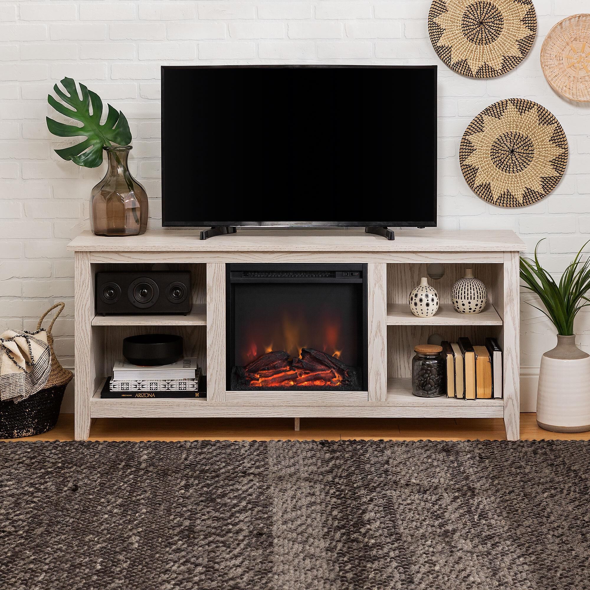 Whitewash corner tv stand deals