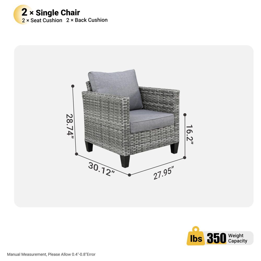 HOMLUX 28" Patio Single Chair in Dark Grey (Set of 2), , large