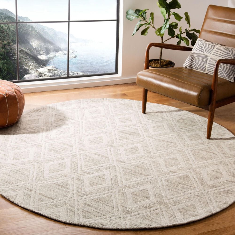Safavieh Marbella Geometric 6&#39; Round Light Brown and Ivory Area Rug, , large