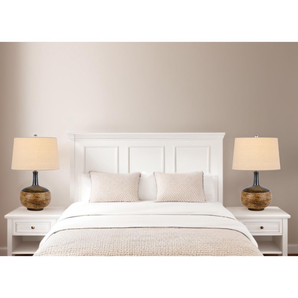 Cal Lighting Yuma Ceramic Table Lamp in Terra Cotta and Black, , large