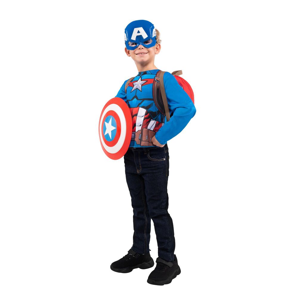 Squishmallow Marvel Captain America Superpower Pak Costume in Multicolor, , large