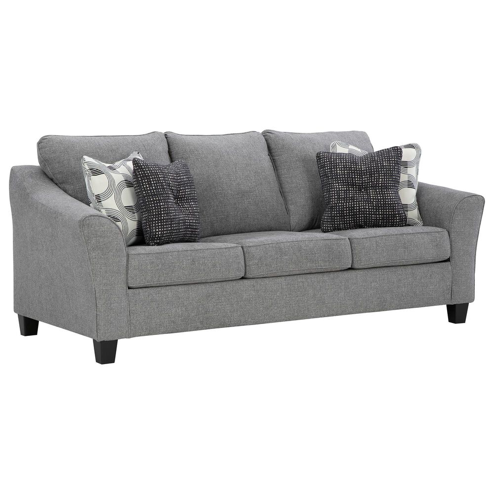 Ashley Mathonia Stationary Sofa and Loveseat Set in Smoke, , large