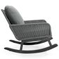 Hearth and Haven Minimalist Patio Rocking Chair with Cushions and Wood Frame in Gray, , large
