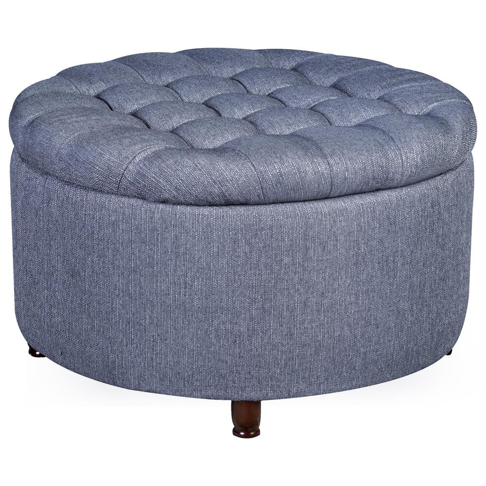 Regency Global Sourcing Knight 28" Round Storage Ottoman in Powder Blue, , large