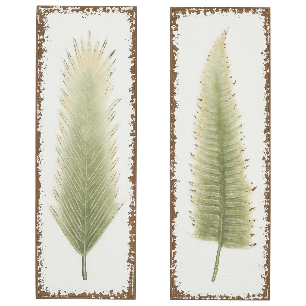 Maple and Jade Floral Wall Decor in White and Green (Set of 2), , large
