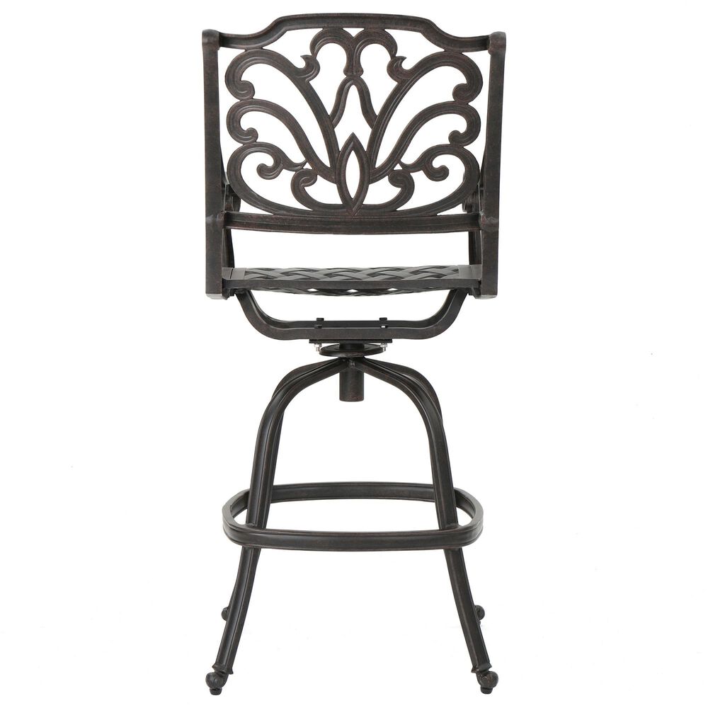 Hearth and Haven Outdoor Aluminum Swivel Barstool with Scrolled Arms in Bronze, , large
