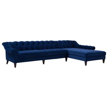 Jennifer Taylor Home Alexandra 2-Piece Right Facing Stationary Sofa Chaise Sectional in Navy Blue Velvet, , large