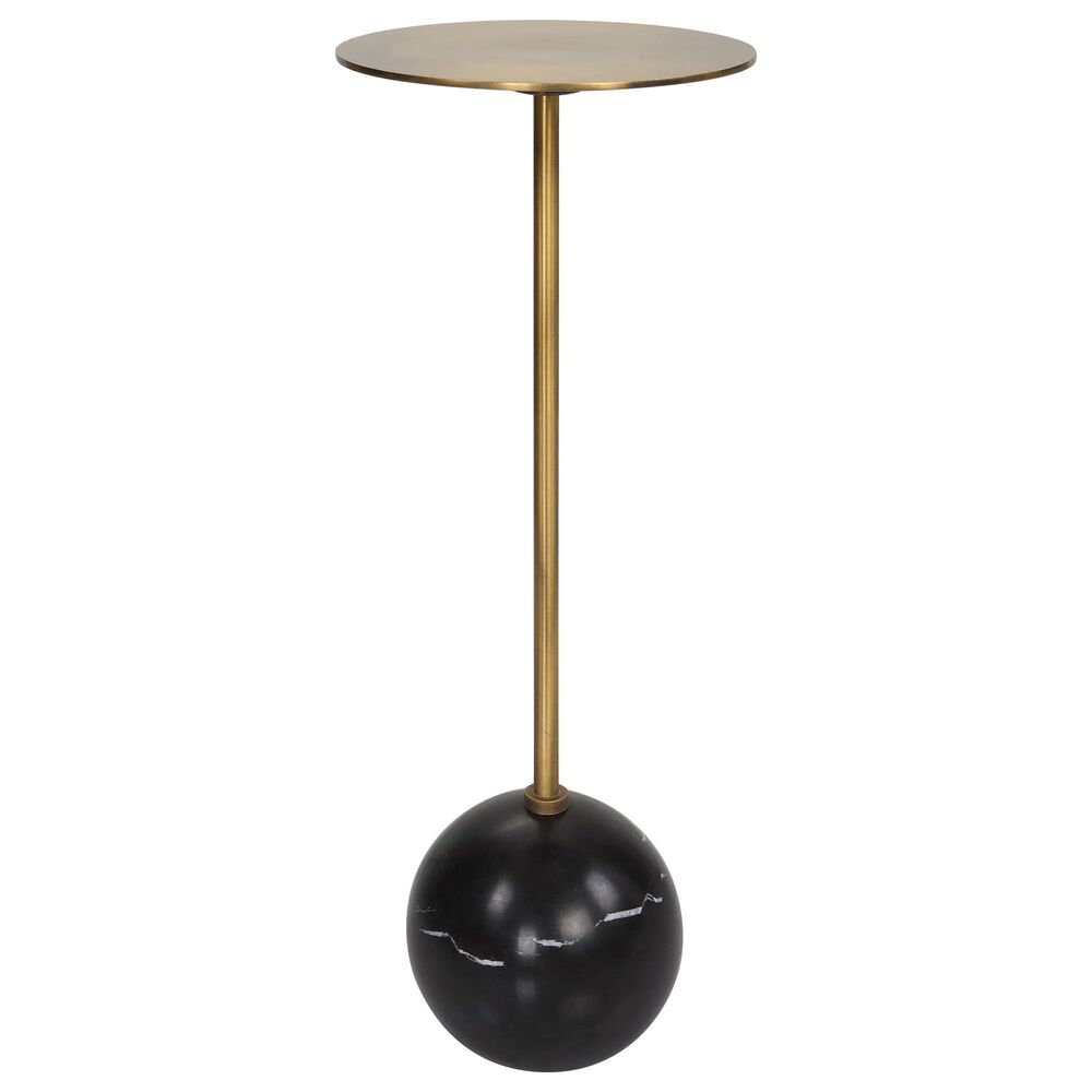 Uttermost Gimlet Drink Table in Black and Brushed Brass, , large