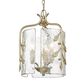 Golden Lighting Calla 3-Light Wide Pendant with Hammered Water Glass Shade in White Gold, , large