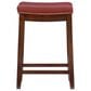 Linon Home Decor Claridge Counter Stool with Red Cushion in Dark Brown, , large