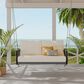 HOMLUX Patio Woven Rope Swing Sofa with Black Steel in Beige, , large