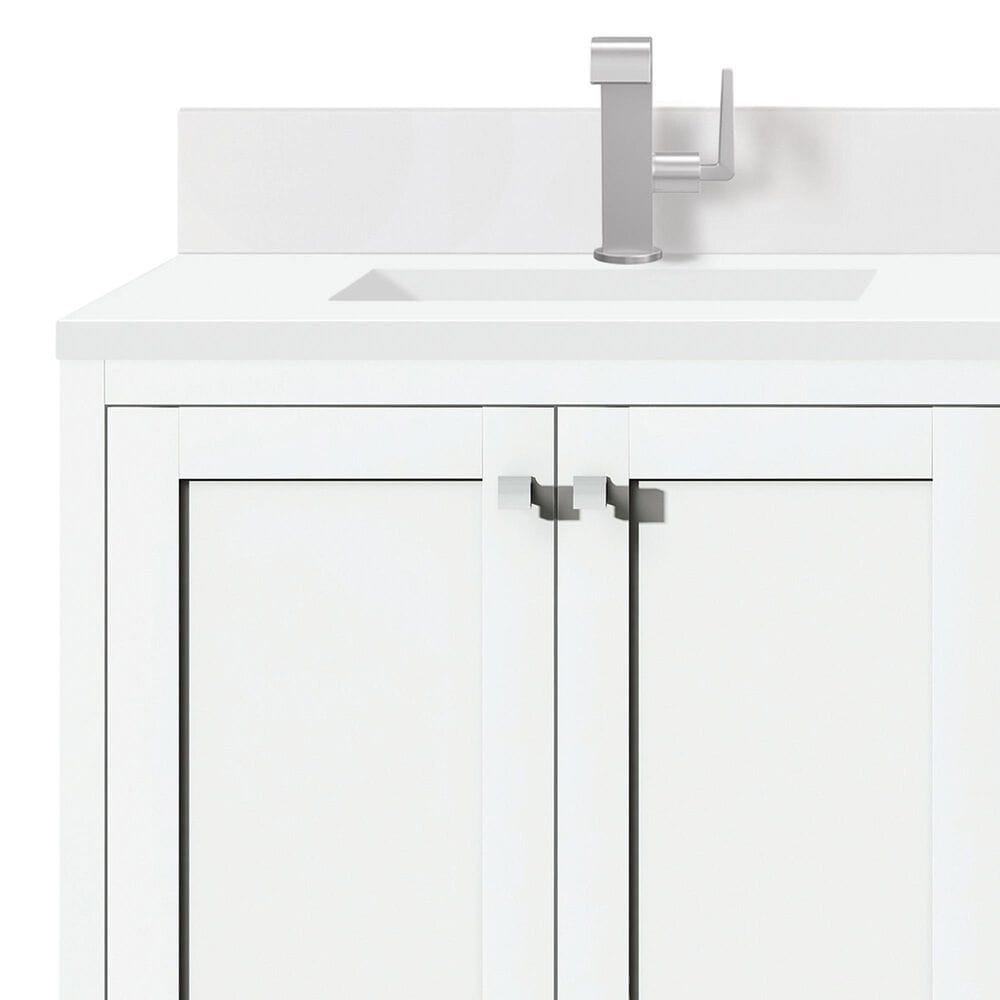 James Martin Vanities Addison 72&quot; Double Bathroom Vanity in Glossy White with 3 cm White Zeus Quartz Top and Rectangular Sinks, , large