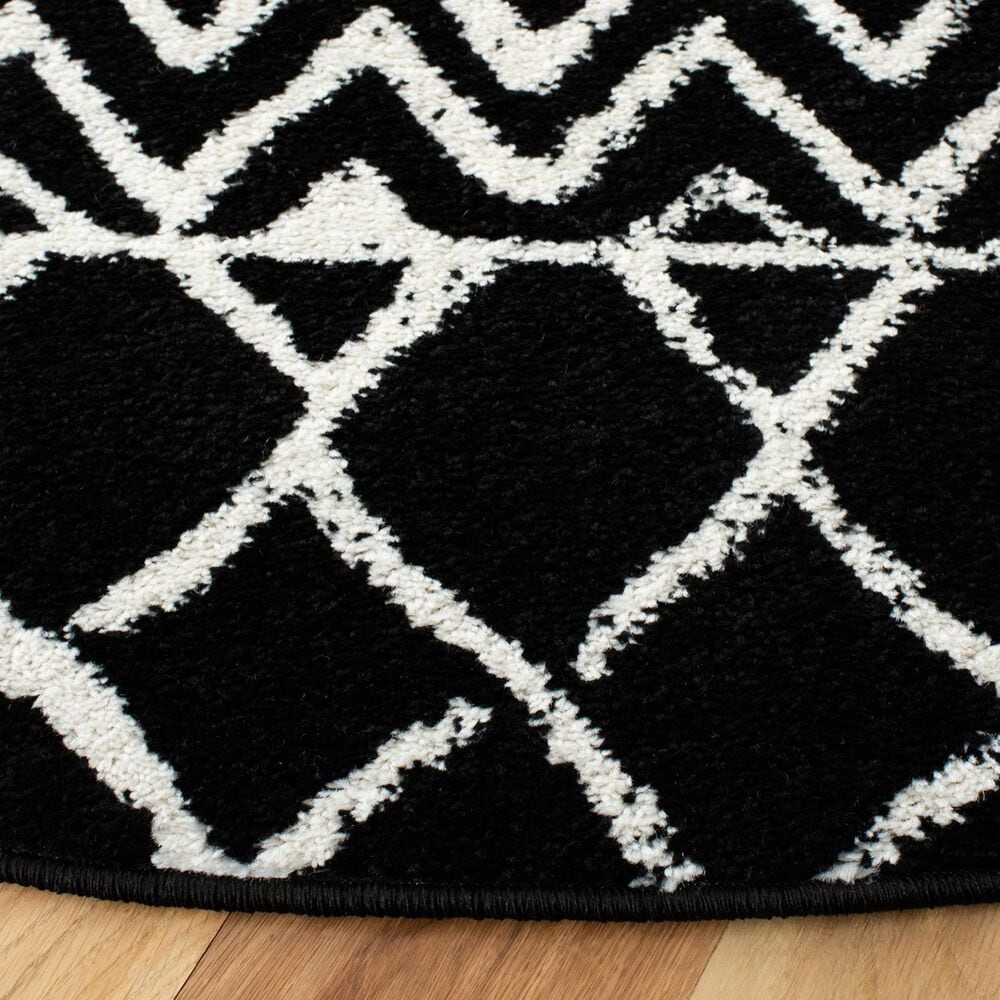 Safavieh Tulum TUL270 5&#39; Round Black and Ivory Area Rug, , large