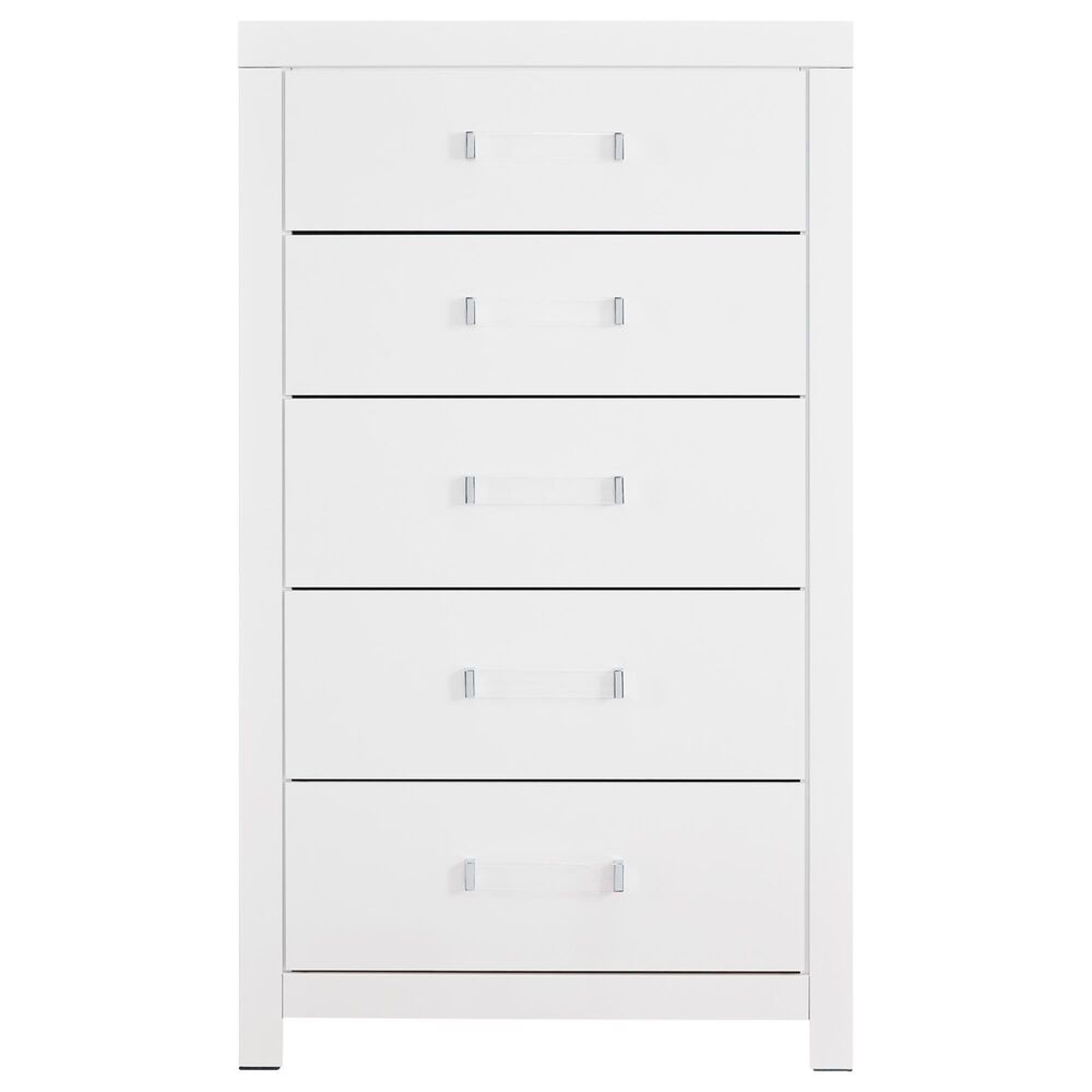 Ashley Maeling 5 Piece Queen Upholstered Panel Bedroom Set in Matte White, , large