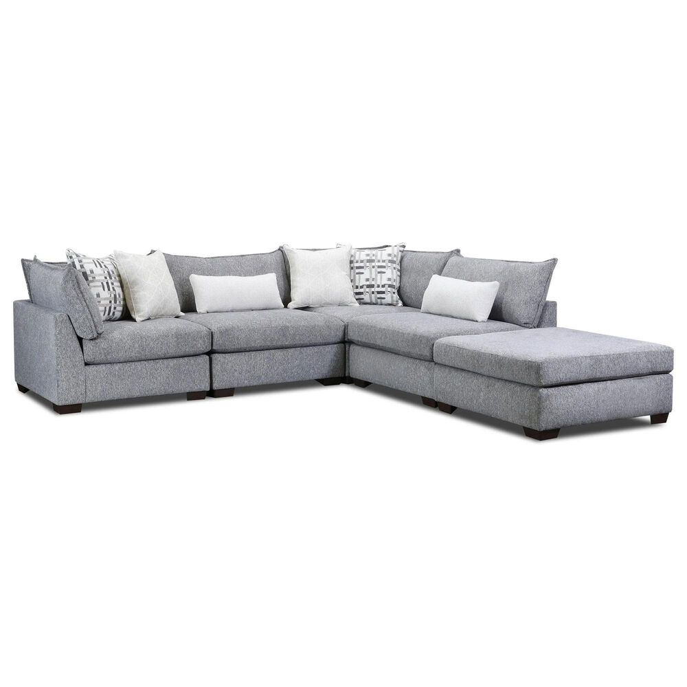 Peak Living 5-Piece Stationary Right Facing Sectional in Prospect Smoke, , large