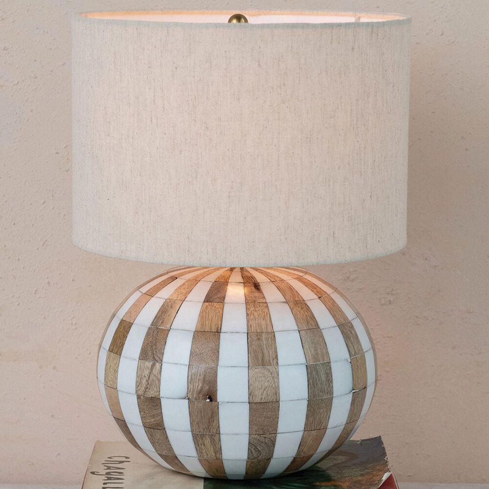 Teak Interiors Collected Notions Striped Table Lamp in Natural, , large