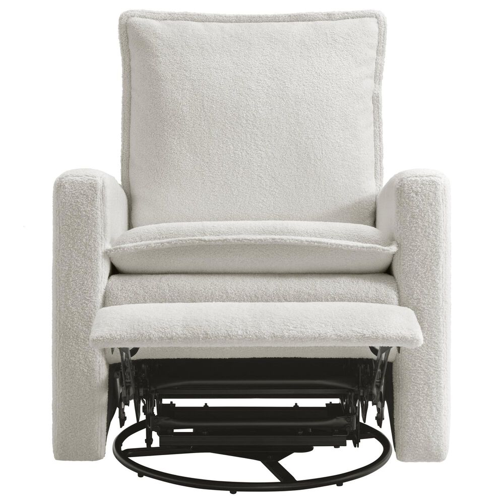 M Design Village Uptown Swivel Push Back Rocker Recliner in Boucle White, , large