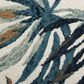 L&R Resources Sinuous Tropical Paradise Floral 6" Round White, Blue and Tan Area Rug, , large