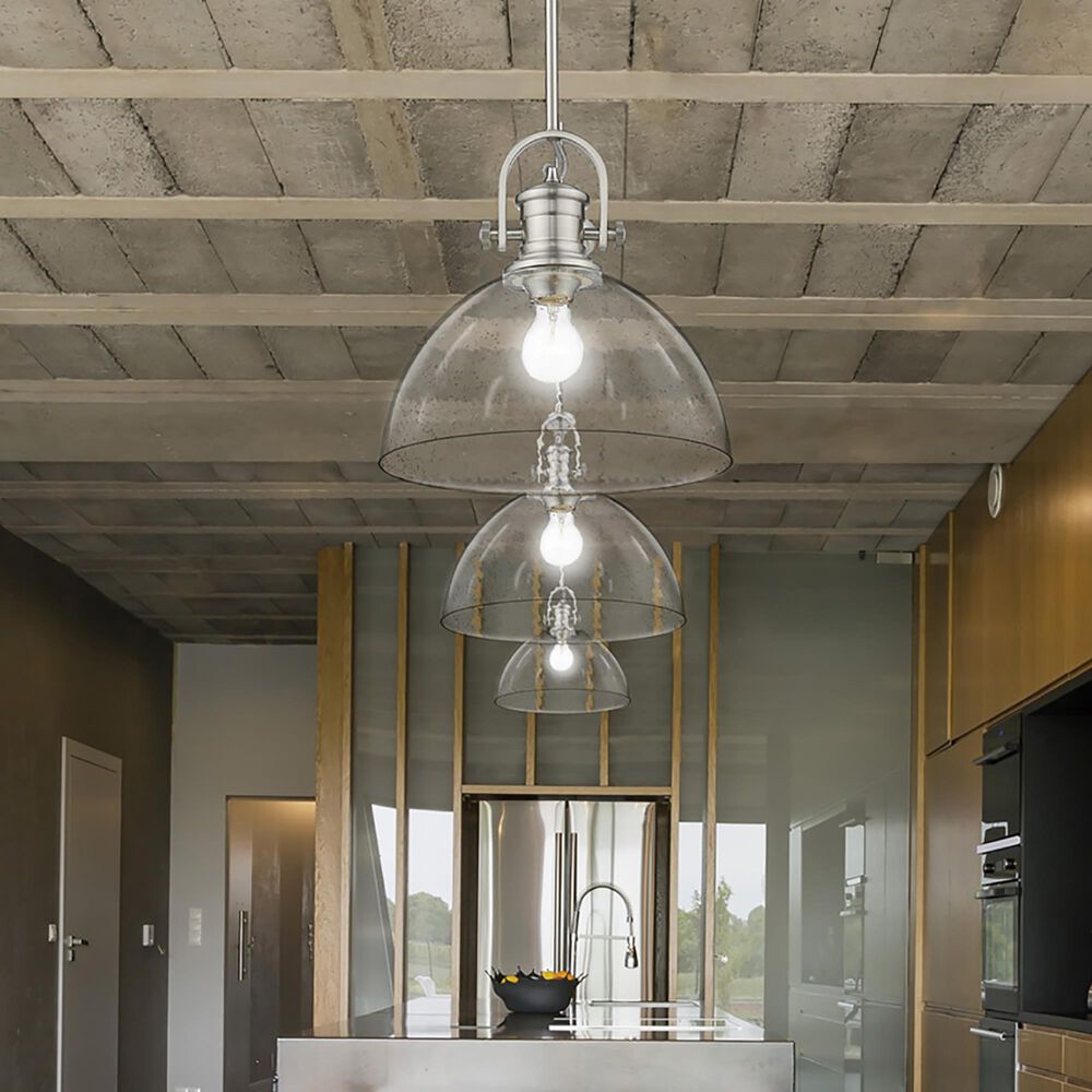 Golden Lighting Hines 1-Light Pendant with Seeded Glass in Pewter, , large