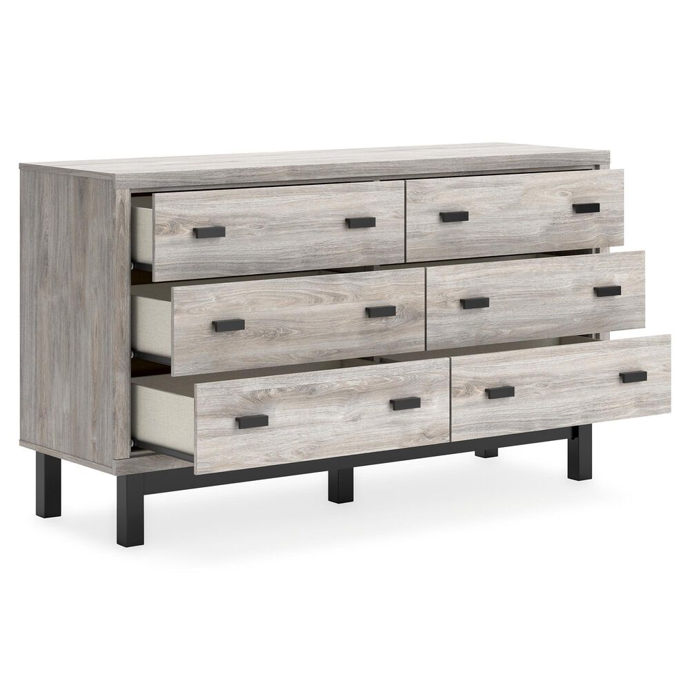 Ashley Vessalli 6-Drawer Dresser in Light Gray and Matte Black, , large
