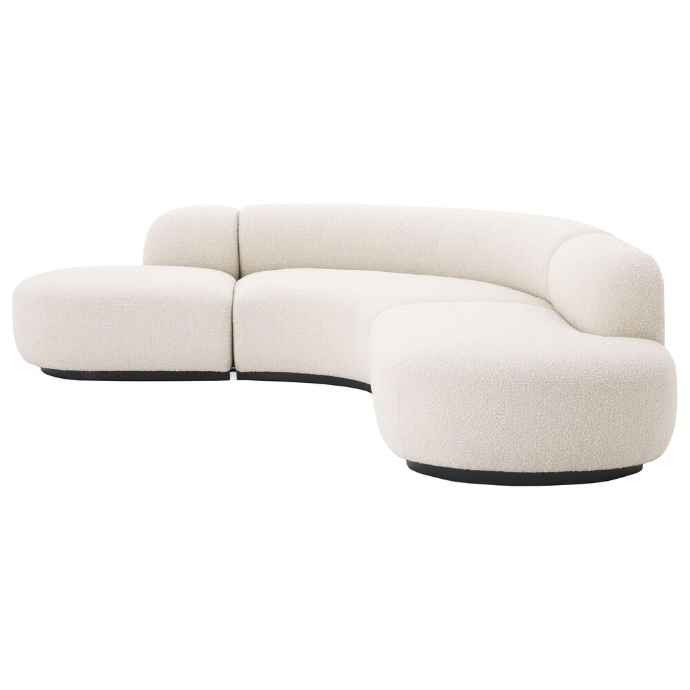 Eichholtz Bjorn 3-Piece Stationary Curved Sectional in Boucle Cream, , large