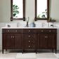 James Martin Vanities Brittany 72" Double Bathroom Vanity in Burnished Mahogany with 3 cm White Zeus Quartz Top and Rectangular Sinks, , large