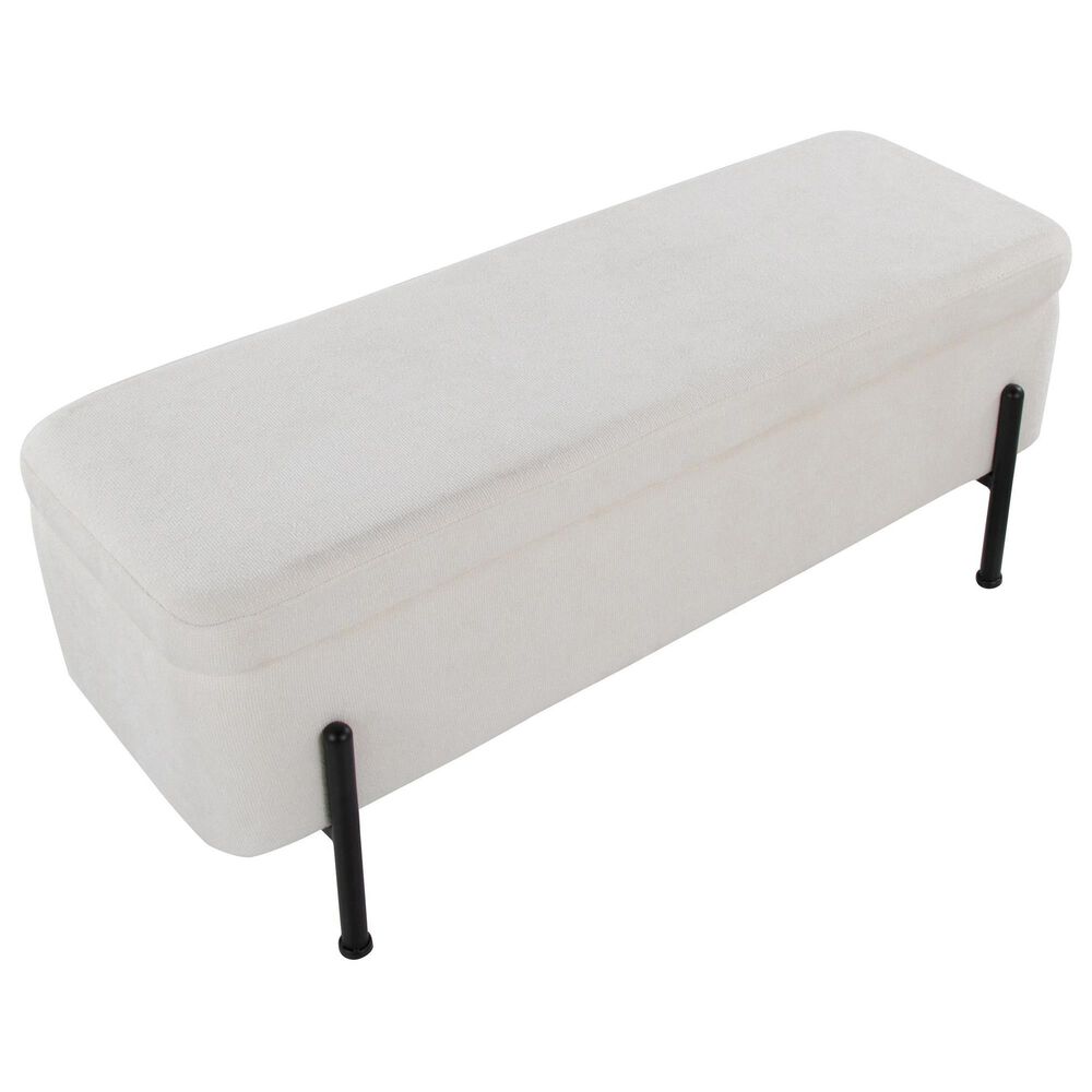 Lumisource Daniella Storage Bench with Cream Cushion in Black, , large