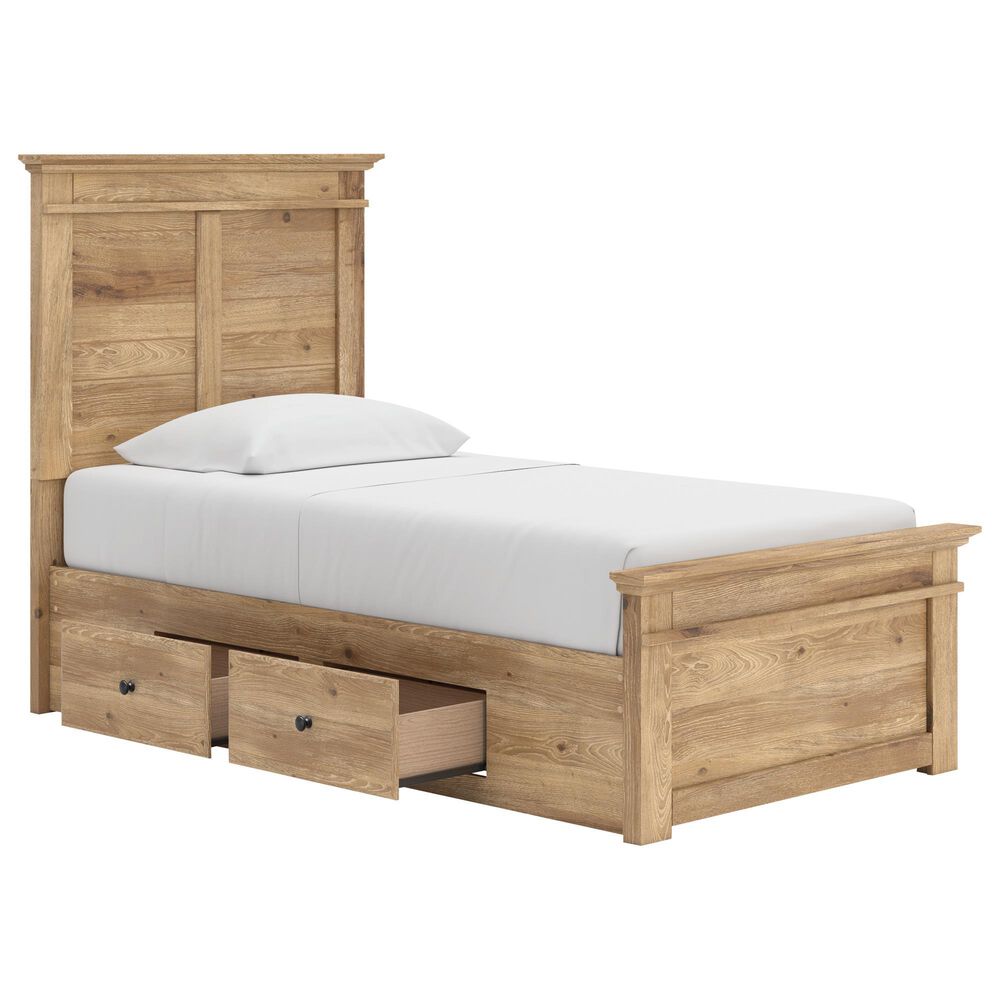 Ashley Makidern 4-Piece Twin Storage Bedroom Set with Four Drawers in Natural Brown, , large