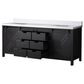 Lexora Home Marsyas 80" Double Bathroom Vanity in Brown with 2 cm White Cultured Marble Top and Rectangular Sinks, , large