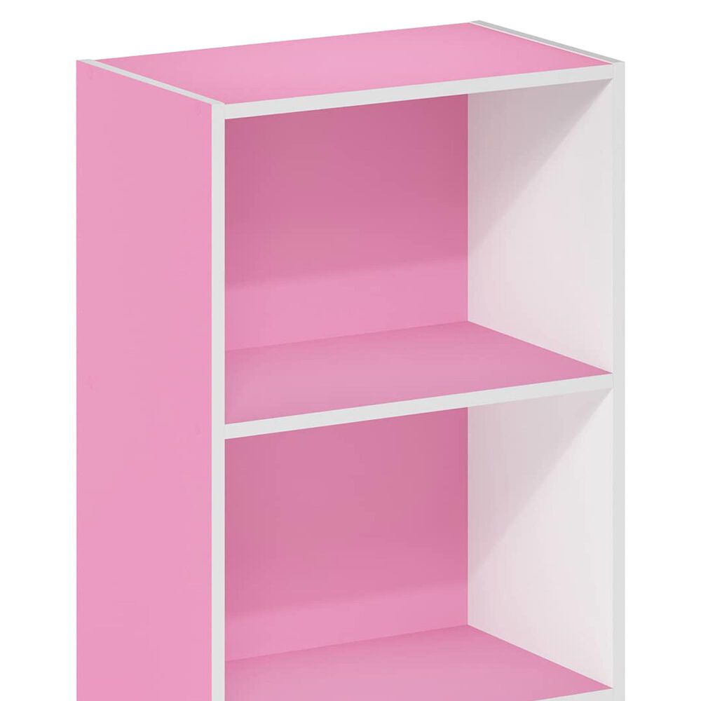 HOMLUX 3-Tier Open Shelf Bookcase in Pink and White, , large