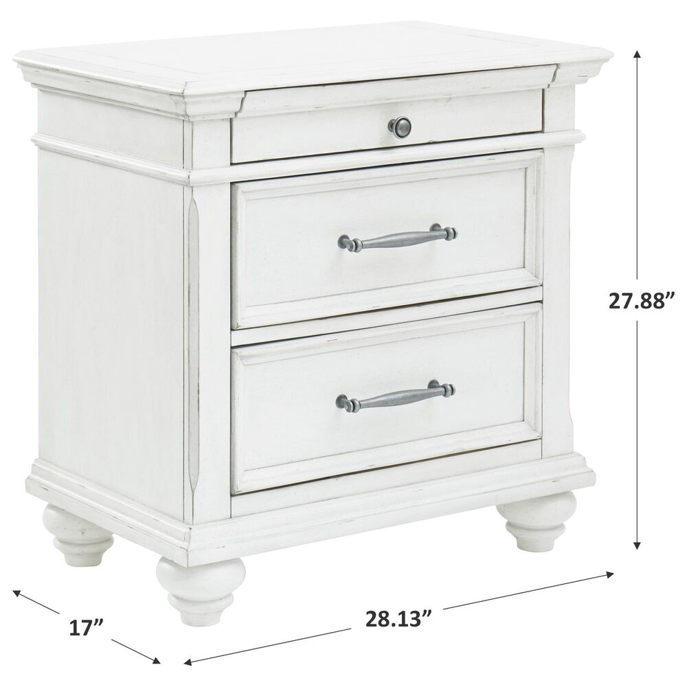 Ashley Kanwyn 3 Drawer Nightstand in Distressed Whitewash, , large