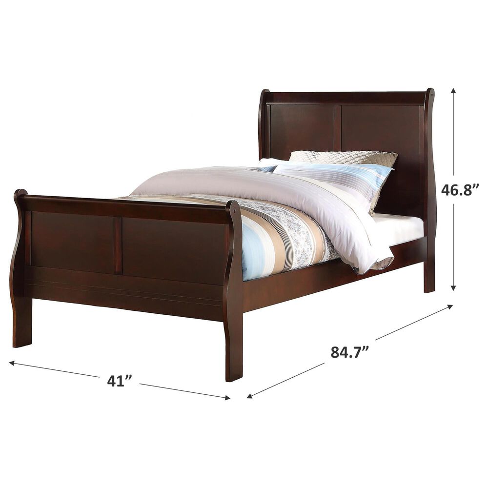 Crown Mark Louis Philip Twin Sleigh Bed in Cherry, , large