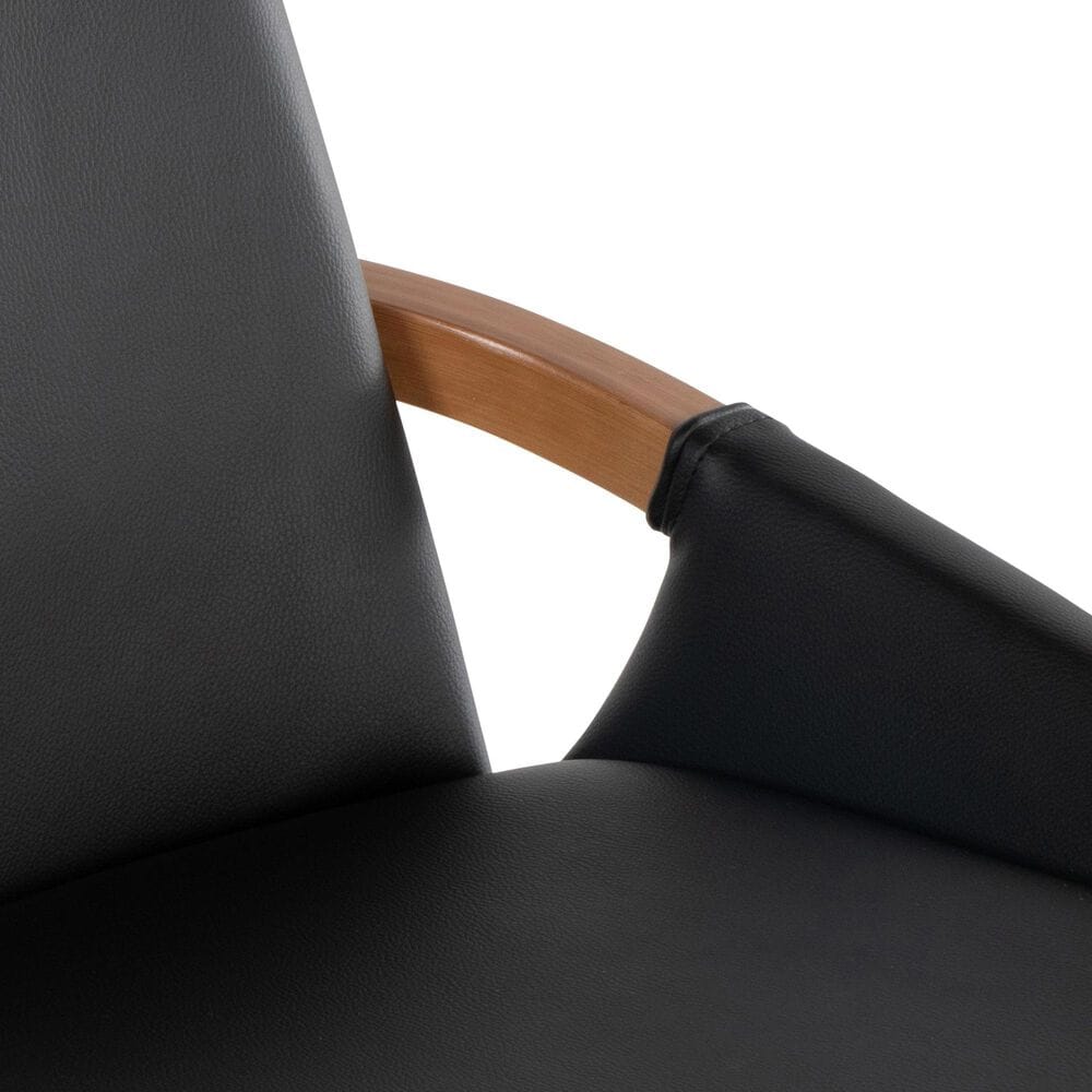 Lumisource Cosmo Swivel Barstool with Black Cushion in Walnut and Black, , large
