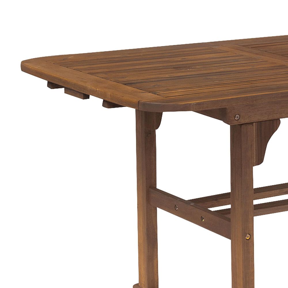 Walker Edison Acacia Wood Patio Butterfly Dining Table in Dark Brown, , large