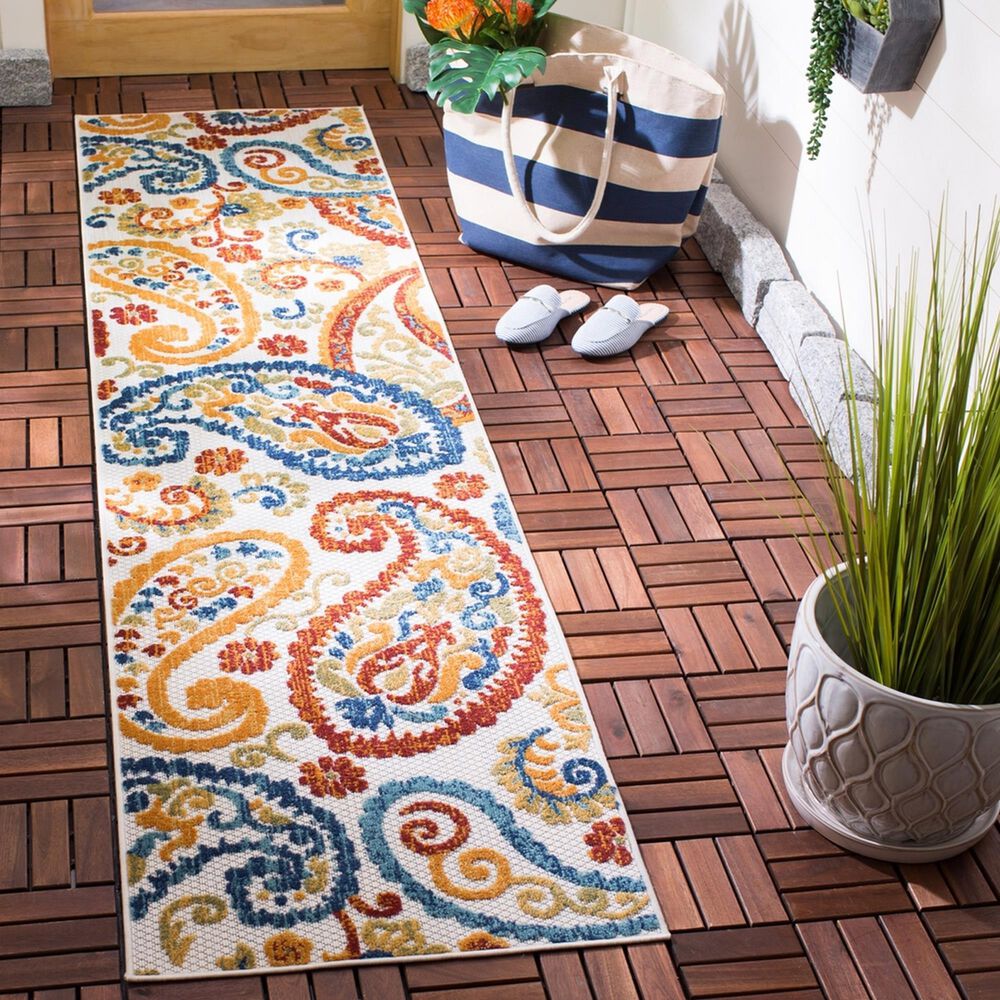 Safavieh Cabana 2&#39; x 8&#39; Cream and Navy Indoor/Outdoor Area Performance Rug, , large