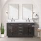 Lexora Home Abbey 60" Double Bathroom Vanity in Black Oak with 2 cm White Carrara Marble Top and Rectangular Sinks, , large